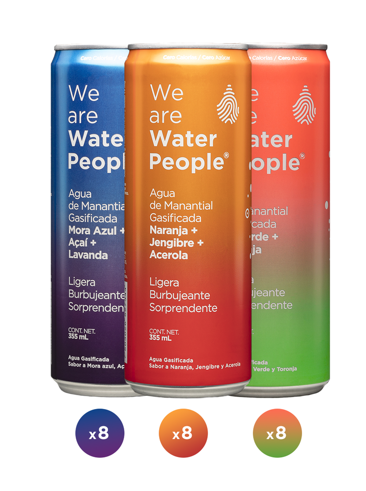 
                  
                    Water People - Agua mineral Gasificada Variety Pack Sabor (Mora, Naranja y Toronja, Pack de 24 latas de 355 ml)
                  
                