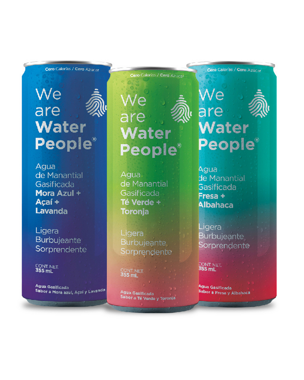 Water People - Agua Gasificada Variety Pack Sabor (Toronja, Mora y Fresa, Pack de 24 latas de 355 ml