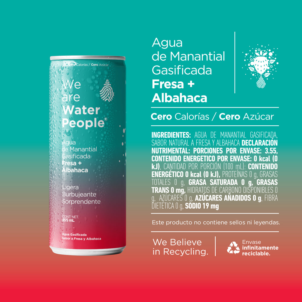 
                  
                    Agua Gasificada Sabor Fresa y Albahaca - Pack de 8 latas de 355 ml
                  
                